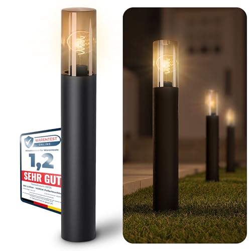 SSC-LUXon VARDA Pollerleuchte Außen schwarz inkl. LED E27 Glühbirne Vintage Filament extra warm - Standleuchte außen Höhe 50 cm IP44 von SSC-LUXon