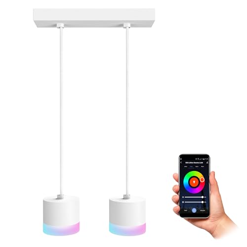 SSC-LUXon VORA Design Hängeleuchte 2-flammig Alexa, Siri & Google kompatibel - Pendellampe hängend inkl. Smart GX53 LEDs RGBW WLAN von SSC-LUXon