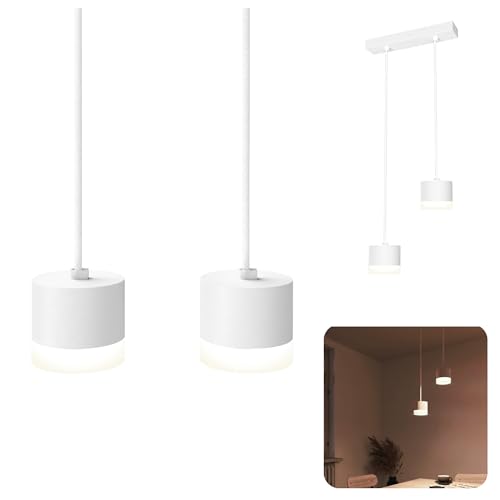 SSC-LUXon VORA Design Hängeleuchte 2-flammig mit Lichtrand - Pendellampe Wohnzimmer hängend mit GX53 LEDs neutralweiß 6W dimmbar von SSC-LUXon