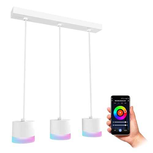 SSC-LUXon VORA Pendelleuchte 3-flammig weiß kompatibel mit Alexa, Siri & Google - Hängelampe Esstisch mit Smart GX53 LEDs RGB+W von SSC-LUXon