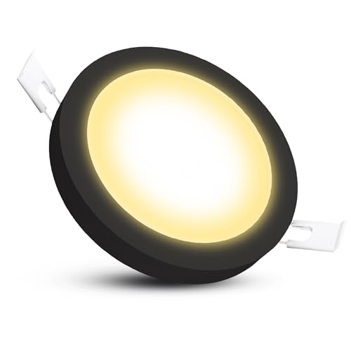 SSC-LUXon VORALO 2 in 1 Aufbaustrahler & Einbauspot schwarz flach rund - 4W downlight warmweiß 2700K IP20 für Innenräume 230V von SSC-LUXon