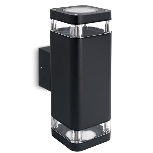 SSC-LUXon Wandleuchte ATUNI 12W Up & Down mit IP54 Regenschutz für außen - LED Wand Aufbaulampe 2-Flammig schwarz inkl. 2x GU10 Lampe 230V SSC-LUXon Wandleuchte ATUNI 12W Up & Down mit IP54 Regenschutz für außen - LED Wand Aufbaulampe 2-Flammig schwarz inkl. 2x GU10 Lampe 230V von SSC-LUXon