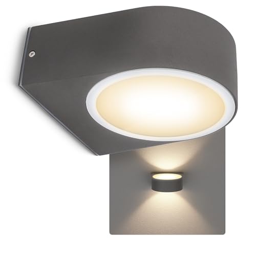 SSC-LUXon LIMO Außenwandleuchte E27 anthrazit-grau IP54 – Außenlampe inkl. LED Glühbirne 7W warmweiß – Up & Down Haustürlampe für Outdoor von SSC-LUXon