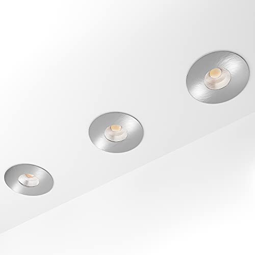 SSC-LUXon YOKU 3er Set Spot LED Einbau Bad Außen IP65 mit GU10 LED 5W neutralweiß 230V - 3x Einbauleuchte schwenkbar gebürstet von SSC-LUXon