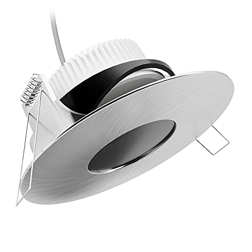 SSC-LUXon YOKU Deckeinbaustrahler flach IP65 schwenkbar inkl. LED warmweiß 230V 4W - Downlight Außen Decke rund Alu gebürstet von SSC-LUXon