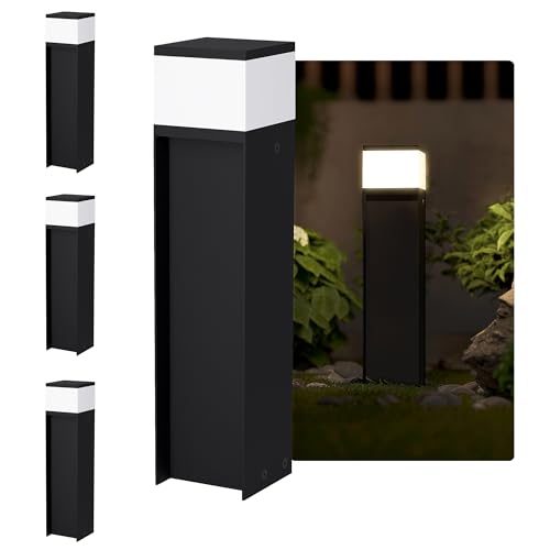 SSC-LUXon ZAVO 4er Set Pollerleuchte Lichtsäule Wegeleuchte Standleuchte schwarz IP44 - Gartenlampe Wegelampe für draußen 230V von SSC-LUXon