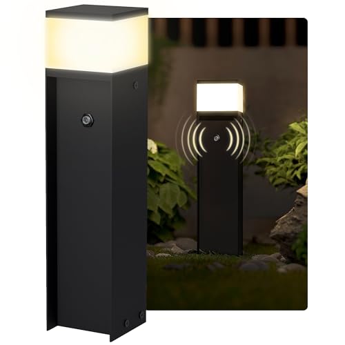 SSC-LUXon ZAVO Lichtsäule schwarz IP44 mit Dämmerungssensor inkl. LED G9 Lampe 3W warmweiß - wetterfeste Garten Wegeleuchte von SSC-LUXon