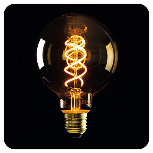 SSC-LUXon Vintage E27 Filament Birne mit extra warmweißem Licht 1800 Kelvin & markanten Glühfäden - LED Globe Glühbirne 4W 230 Volt von SSC-LUXon