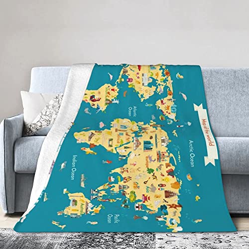 Abstrakte Weltkarte Kuscheldecke Flauschige 70x100, 3D Decke, Mikrofaser Sanft Flanell Weich Decke Fleecedecke Sofaüberwurf Tagesdecke kinderdecke für Bett/Sofa von SSCDDC