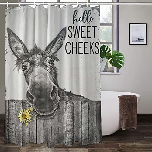 Duschvorhang 120x200 Graues Tier, 3D Drucken Esel Shower Curtains Textil Anti Schimmel Wasserdicht Duschvorhänge Badewanne Stoff Polyester Waschbar Lang Vorhang mit 8 Haken von SSCDDC