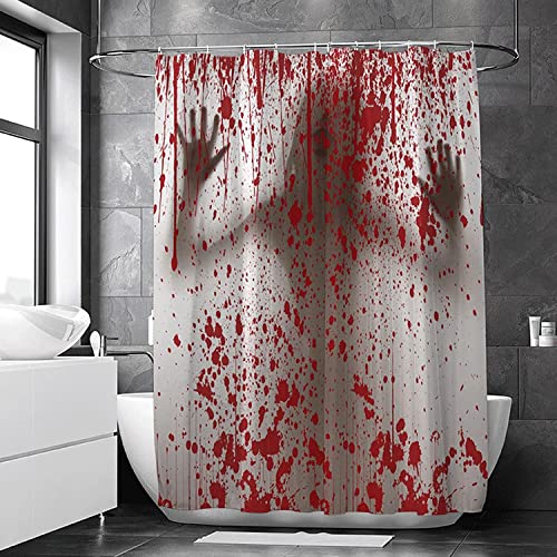 Duschvorhang 120x200 Halloween， 3D Drucken Horror-Blutspritzer Shower Curtains Textil Anti Schimmel Wasserabweisend Duschvorhänge Badewanne Stoff Polyester Waschbar Lang Vorhang mit 8 Haken von SSCDDC