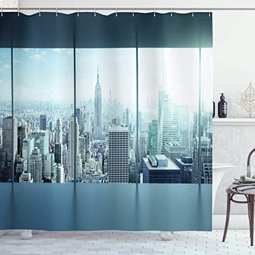 Duschvorhang 120x200 New York, 3D Drucken Stadtgebäude Shower Curtains Textil Anti Schimmel Wasserdicht Duschvorhänge Badewanne Stoff Polyester Waschbar Lang Vorhang mit 8 Haken von SSCDDC