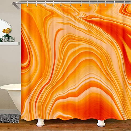 Duschvorhang 120x200 Orange， 3D Drucken Welligkeit Shower Curtains Textil Anti Schimmel Wasserdicht Duschvorhänge Badewanne Stoff Polyester Waschbar Lang Vorhang mit 8 Haken von SSCDDC
