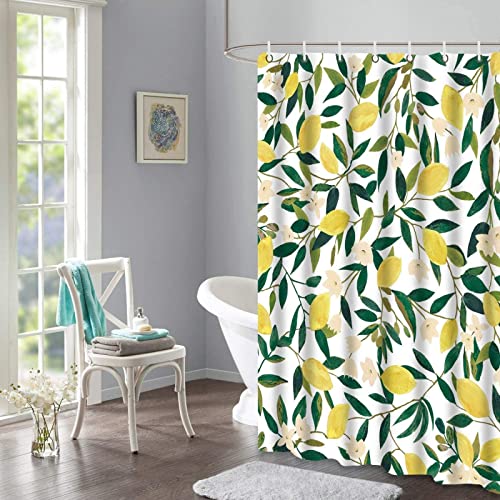 Duschvorhang 200x200, 3D Drucken Gelbe Zitrone Shower Curtains Textil Anti Schimmel Wasserdicht Duschvorhänge Badewanne Stoff Polyester Waschbar Lang Vorhang mit 12 Haken von SSCDDC