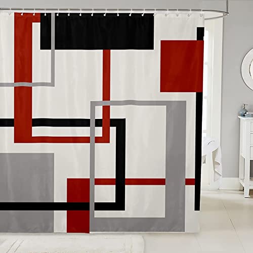 Duschvorhang 240x200 Geometrische Muster, 3D Drucken Shower Curtains Textil Anti Schimmel Wasserdicht Duschvorhänge Badewanne Stoff Polyester Waschbar Vorhang mit 12 Haken von SSCDDC