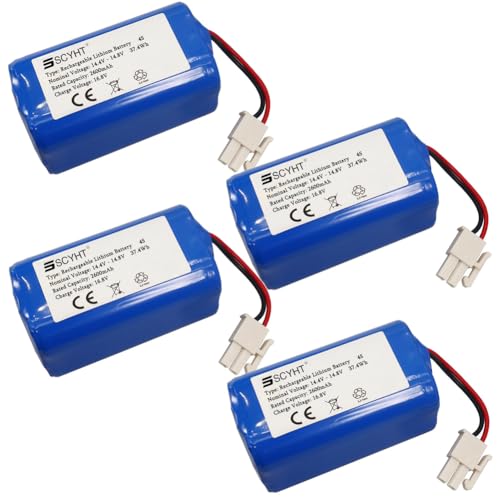 SSCYHT 14,8 Volt Li-Ionen-Akku 14,8 V 2600 mAh Ersatzakku 14,4 V Staubsaugerakkus für A4S A6 V7S X620 X623 X451 X431 mit BMS,14.8v2600mah 4pack von SSCYHT