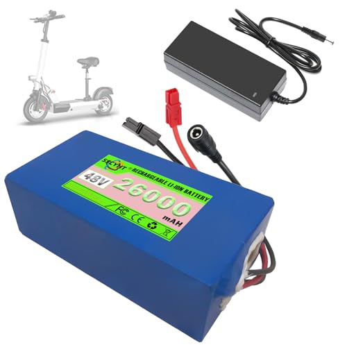 SSCYHT Lithiumbatterie 48 V 30 Ah 15,6 Ah 20,8 Ah 26 Ah 10,4 Ah Rollerbatterie 48 V Ersatzbatterien 8 Ah Li-Ionen-Batterien für 250 W – 1500 W Motorkit mit Ladegerät,48v26ah Anderson von SSCYHT