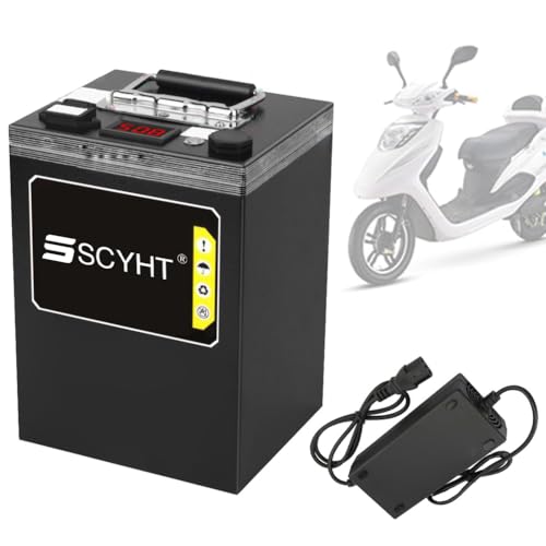 SSCYHT Lithiumbatterie 48V 15Ah 17Ah 28Ah 22Ah Ersatzbatterie 60V Elektromotorradbatterien 72V für 500W - 2000W Motoren mit Ladegerät und Display,72v17ah 242mm von SSCYHT