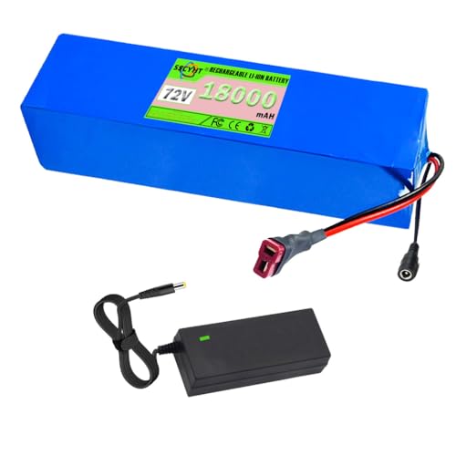 SSCYHT Lithiumbatterie 72 V 20 Ah 15 Ah 18 Ah 25 Ah 27 Ah 30 Ah 12 Ah Ersatzbatterie 72 V Elektrorollerbatterien für 750 W – 2200 W Motoren mit Ladegerät,72v18ah t Plug von SSCYHT
