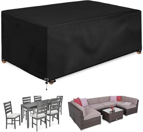 Abdeckung for Balkonsets, geeignet for Esstische im Garten, Korbsofas und Stühle, aus 420D Oxford-Stoff.(287*155*82cm(LxBxH)) von SSDDLZEQ