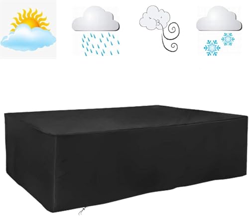 Abdeckung for Gartenmöbel, 420D strapazierfähiges Oxford-Gewebe, schwarz, 225 x 116 x 82 cm, Rattan, Balkontisch, Sofabezug von SSDDLZEQ