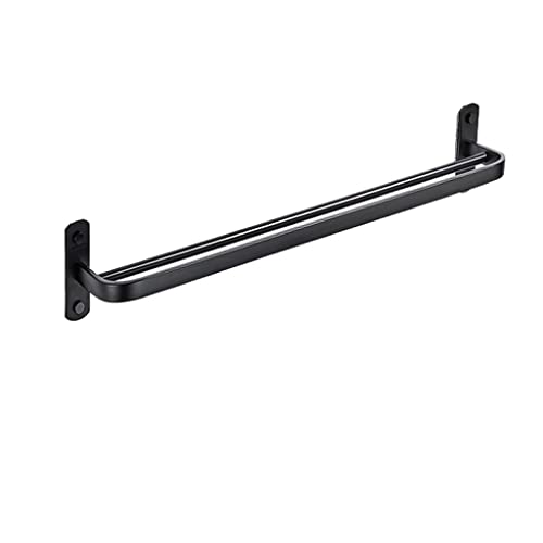 Badezimmer Doppelbarm Bad Handtuchhalter Handtuch Rack Aluminiumlegierung Helles Aluminium Hängendes Elegantes schwarzes Badezimmerregal(Black) von SSDDLZEQ