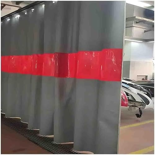 Industrielle Schweißvorhänge mit Ösen, flammhemmende Deckenschweißvorhänge for Werkstätten mit roten Sichtfenstern(2.5x2.5m) von SSDDLZEQ