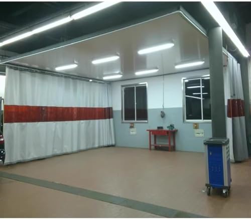 Industrieller Trennvorhang, geschweißter Bildschirm for Garagen und Werkstätten zu Hause, silikonbeschichtete Decke mit rotem Sichtfenster(5.5X2.5M) von SSDDLZEQ