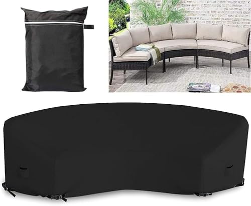 Modularer Sofabezug for den Balkon im Freien, aus strapazierfähigem 210D-Oxford-Gewebe.(Black,483x99x92cm) von SSDDLZEQ