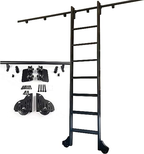Push-Pull Steps Library Hardware Rolling Rail Kit (No Steps) Round Tube Moving Step Rails(10ft/300cm Track kit) von SSDDLZEQ