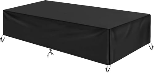 Rechteckige Tischabdeckung aus 420D Oxford-Polyester, geeignet for Gartenstühle, Tische und Rattan-Sofas(Black,180x135x90cm) von SSDDLZEQ