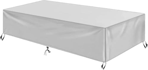 Rechteckige Tischabdeckung aus 420D Oxford-Polyester, geeignet for Gartenstühle, Tische und Rattan-Sofas(Silver,180x180x90cm) von SSDDLZEQ