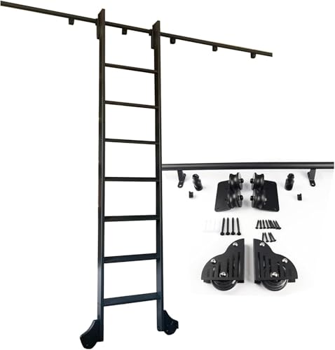 Rolling Library Ladder Rolling Ladder Sliding Track Hardware Kit Sliding Barn Door Hardware(16ft/500cm Track Kit) von SSDDLZEQ