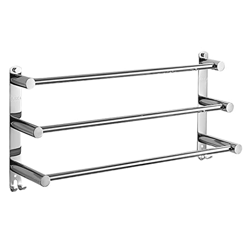 SSDDLZEQ Badezimmer Handtuch Rack Kostenloser Punch 304 Edelstahl Toilettentuch Bar WC Verdickte doppelte Dreistock Wandbehang(70cm) von SSDDLZEQ
