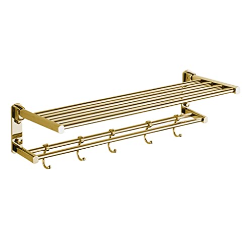 SSDDLZEQ Badezimmer Voller Messing Gold Beweglicher Handtuchhalter Doppeltes Badezimmer Klappbarer Handtuchhalter Wandmontiertes Handtuchregal von SSDDLZEQ