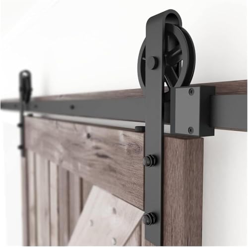 SSDDLZEQ Barn Door Hardware Kit Heavy Duty Sliding Barn Door Hardware Kit Black Steel Rail Roller Set for Double Doors(3m) von SSDDLZEQ