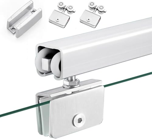 SSDDLZEQ Bypass-Hardware-Kit for Glasschiebetüren, Robustes Schranktürschienensystem for Aluminium-Schiebetürschienen(2.0 m) von SSDDLZEQ