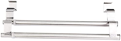 SSDDLZEQ Doppelschicht Doppelbügel einziehbarer Handtuchständer Edelstahl-Schrank Türregal-Regal-freier perforierter Badezimmer-Aufhänger (2 Stück) von SSDDLZEQ