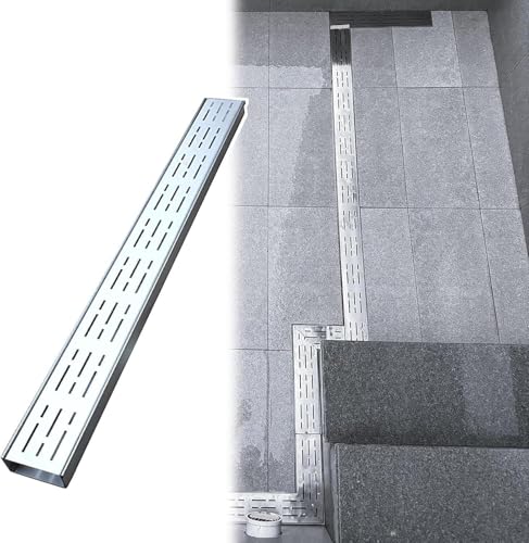 SSDDLZEQ Edelstahl-Entwässerungsgitter, geriffeltes Entwässerungssystem for die Terrasse, langlebige Entwässerungsabdeckung for den Außenbereich(100X7x5cm) von SSDDLZEQ