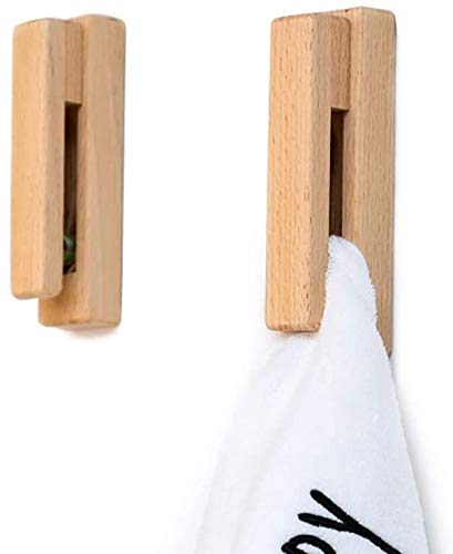 SSDDLZEQ Handtuchhaken Starke Viskose Wand hängen Wand tür zurückhaken Badezimmer Haushalt massiv Holz speicherfreie Page (2 stücke)(Beech) von SSDDLZEQ