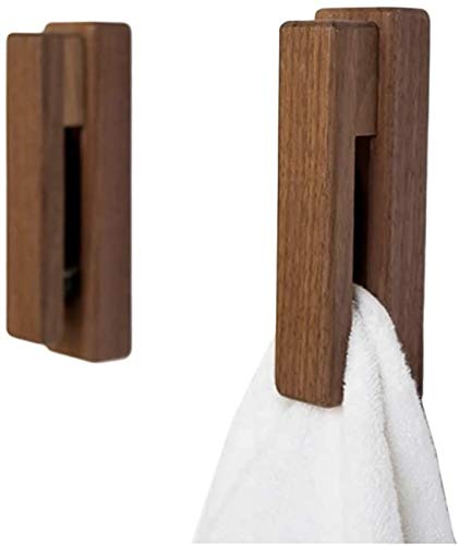 SSDDLZEQ Handtuchhaken Starke Viskose Wand hängen Wand tür zurückhaken Badezimmer Haushalt massiv Holz speicherfreie Page (2 stücke)(Walnut) von SSDDLZEQ