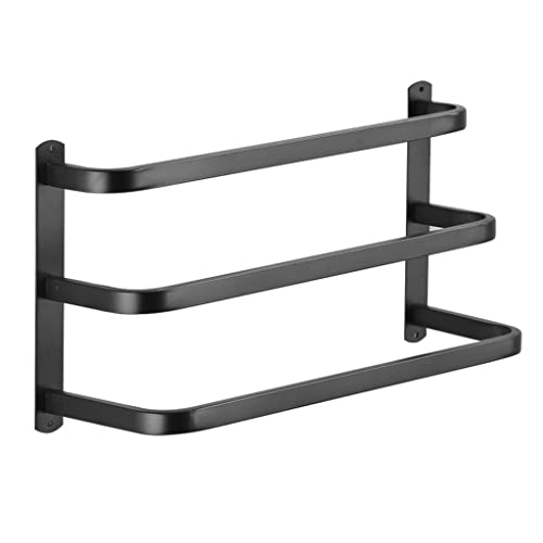 SSDDLZEQ Handtuchhalter Badezimmer Badezimmer Einzelne doppelt doppeltes Trottel Wall Tuch Bar Toilettenhandtuch Rack Edelstahl Schwarz(40cm) von SSDDLZEQ
