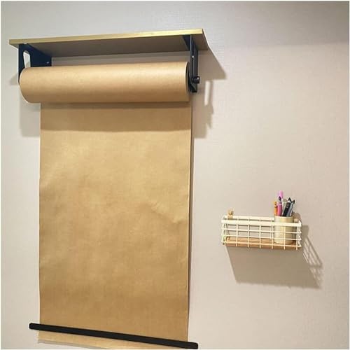 SSDDLZEQ Papierrollenspender mit Wandregal, Papierrollenhalter mit 50 m langem Kraftpapier-Nachrichtenbrett (37 cm breit) von SSDDLZEQ