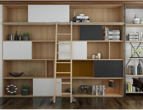 SSDDLZEQ Rolling Library Schiebeleiter-Hardware-Kit, Zubehör for Schiebetürschienen, Edelstahl-Rundrohr-Mobilleiterschienen-Kit(800cm(26.2 ft) Track kit) von SSDDLZEQ