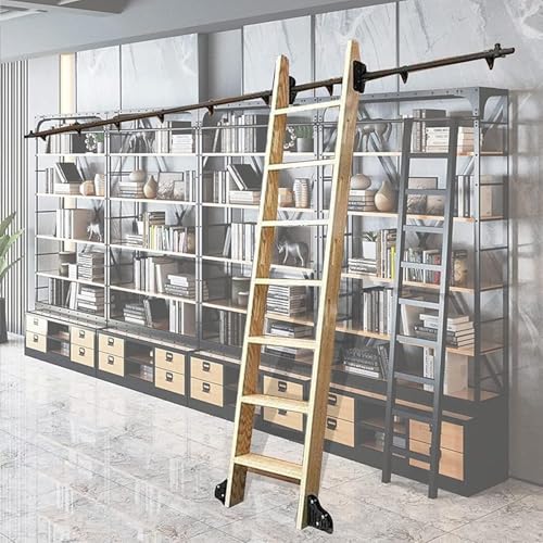 SSDDLZEQ Rolling Library Schiebeleiter-Hardware-Kit, Zubehör for Schiebetürschienen, Mobile Leiterschiene aus Rundrohr aus Kohlenstoffstahl(200cm(6.6 ft) Track kit) von SSDDLZEQ