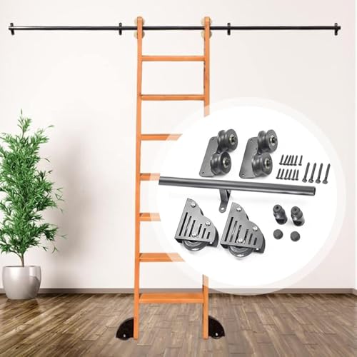 SSDDLZEQ Schiebetür-Set mit Laufschiene for Scheunentore – Komplettset mit Schiebeleiter-Bibliothek – Perfekt for einfache und stilvolle Lösungen(6.6ft/200cm Track Kit) von SSDDLZEQ