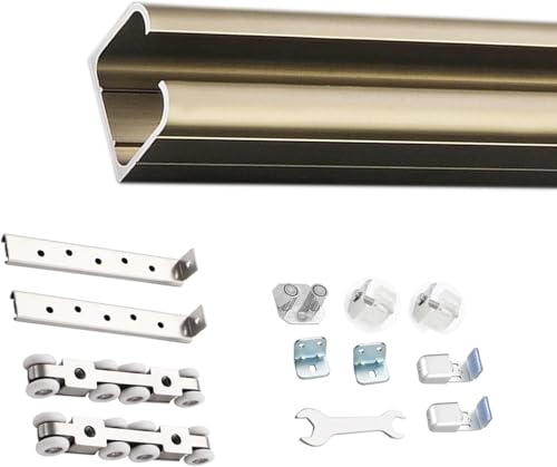 SSDDLZEQ Schiebetürschienen-Set for Kleiderschränke, robuste und langlebige Bypass-Türbeschläge for hohe Beanspruchung(2.8m) von SSDDLZEQ