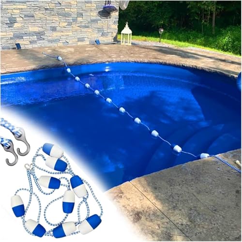 SSDDLZEQ Schwimmbad-Sicherheitsseil mit Haken, vorinstalliertes Sicherheitsseil für Zuhause, kommerzielle Schwimmbadspur-Trennung (6 m) von SSDDLZEQ