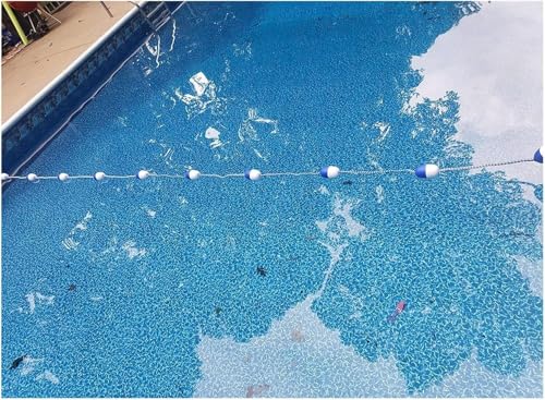 SSDDLZEQ Schwimmende Pool-Sicherheits-Trennwände, Poolbahnlinien, blau und weiß, Pool-Trennwände (14 m) von SSDDLZEQ