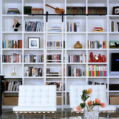 SSDDLZEQ Sliding Step Hardware Complete Library Rolling Step Track Kit Sliding Barn Door Hardware Kit with Floor Rollers (No Steps)(200cm(6.6 ft) Track) von SSDDLZEQ